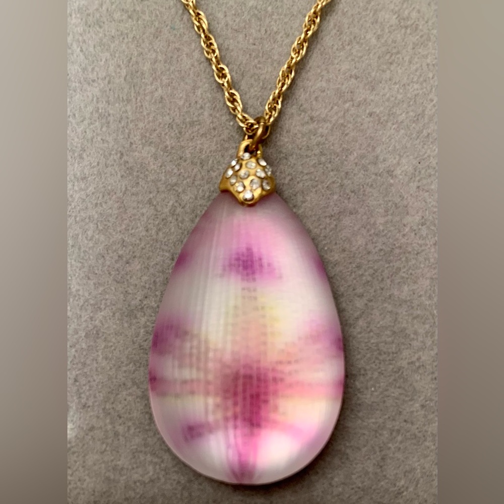 Alexis Bittar Dragonfly Frosted
Lucite Teardrop Pendant Necklace